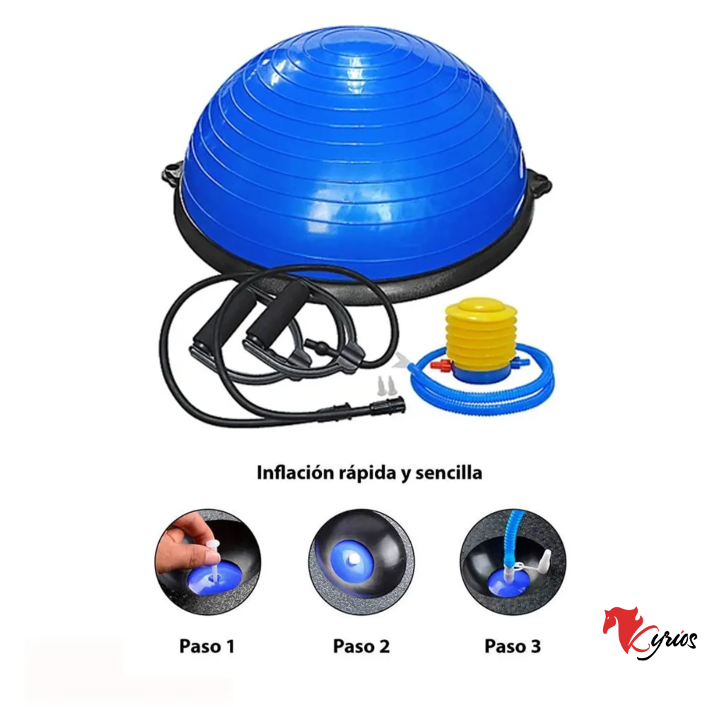 Pelota Bosu Equilibrio Fitness 65 Cm+Ligas De Ejercicio COLOR - AZUL