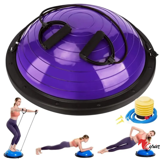 pelota bosu equilibrio 65cm+ligas de ejercisio COLOR - MORADO