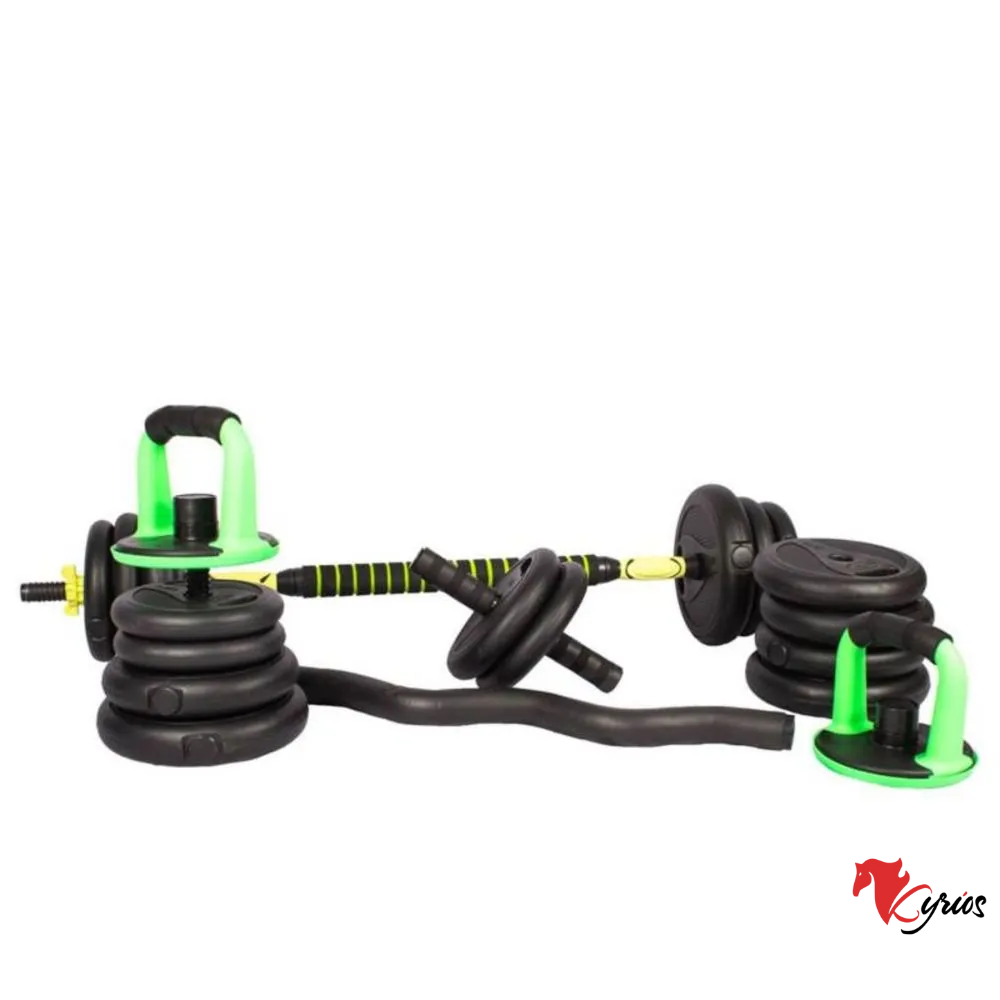 Set 30 Kilos Pesas mancuernas, barra z +barra + roller