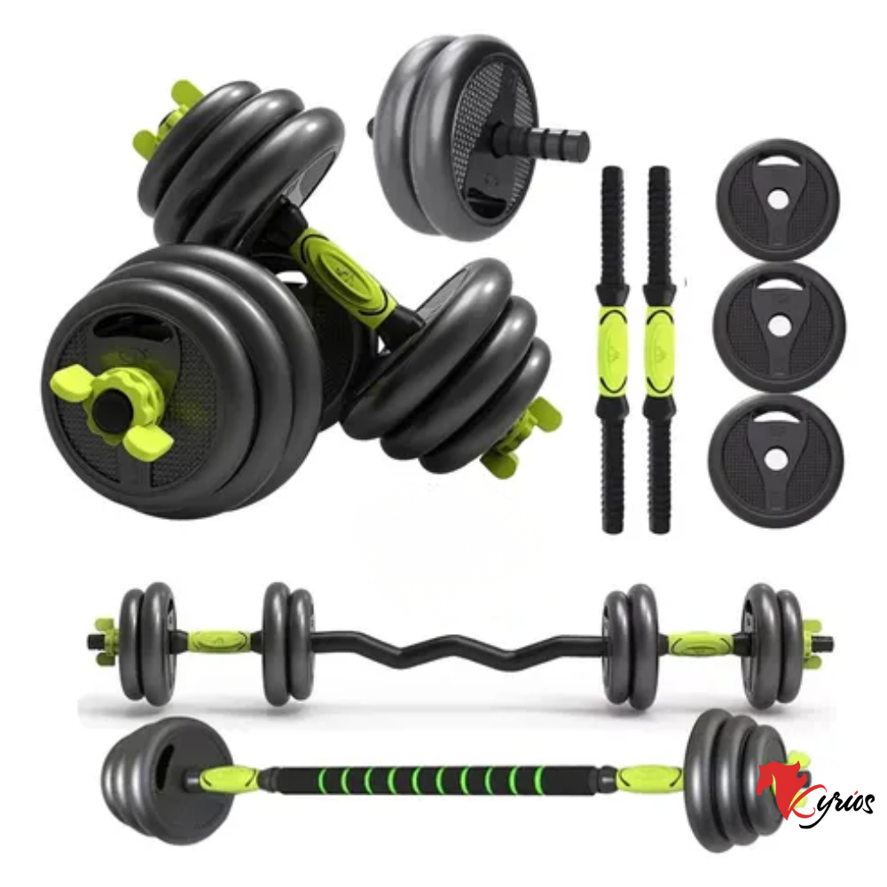 Set 30 Kilos Pesas mancuernas, barra z +barra + roller